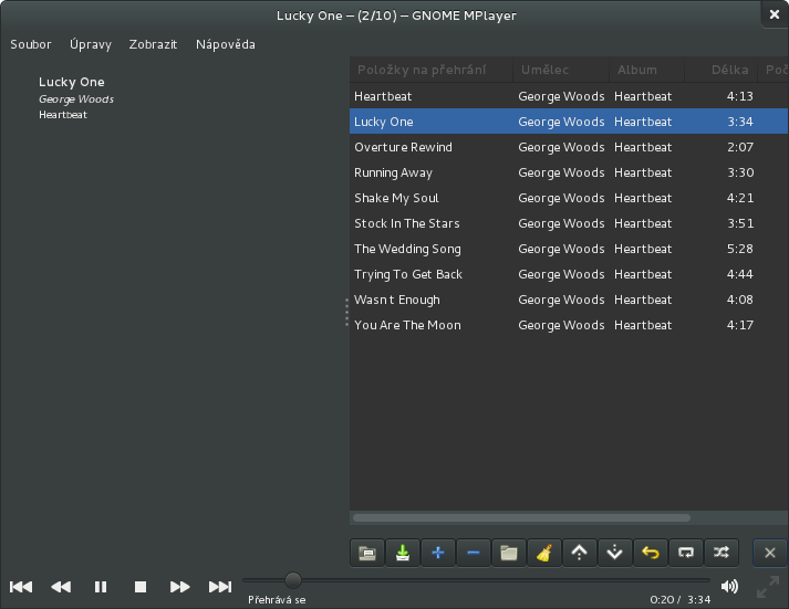 GNOME-mplayer obsahuje podporu playlistů